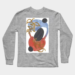 Orbiting Colors and Golden Leaves - Abstract Watercolor Painting Long Sleeve T-Shirt